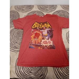 Junk Food Batman Here To Party Adult Red T-Shirt - Size Med